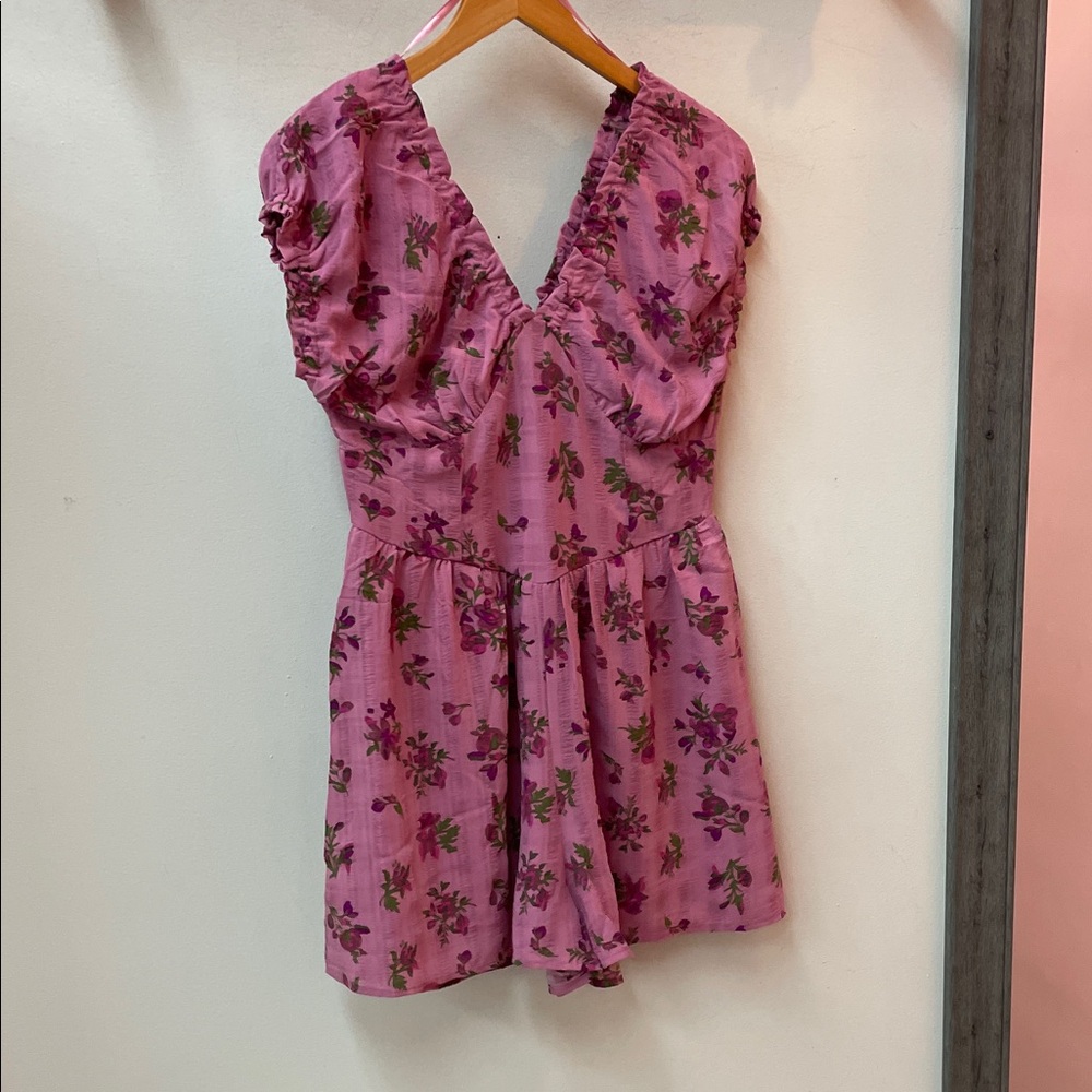 Very J Pink and Purple Floral Romper